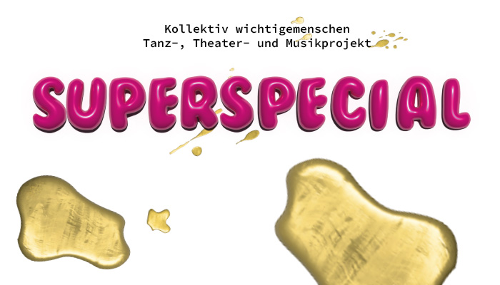Schriftzug Superspecial in pinker 3D Optik und Flecken goldenen Nagellacks